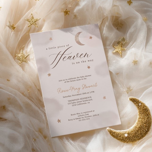 Ein kleines Stück Himmelsdusche Einladung (A Little Piece of Heaven Celestial Baby Shower Invitation)