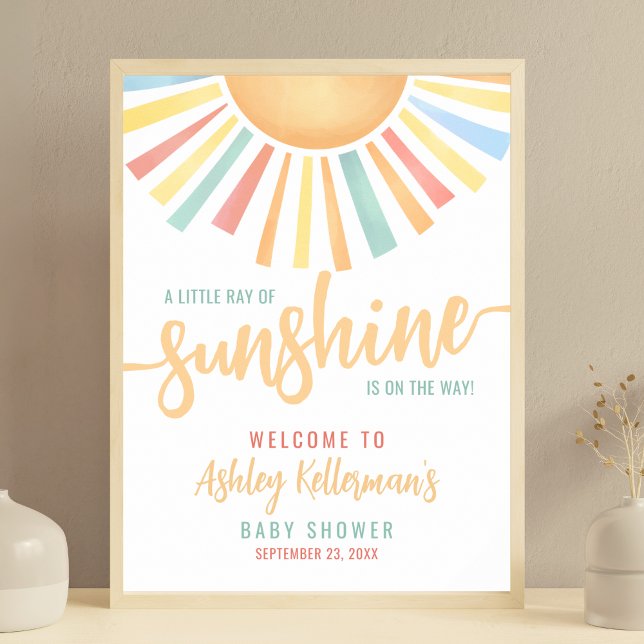 Ein kleines Stück Sonnenschein-Babydusche Begrüßun Poster (A Little Ray Of Sunshine Baby Shower Welcome Sign)