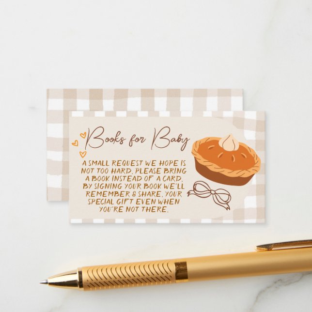 Ein kleines Süsse Pie Books für Babybettkarte Begleitkarte (Vorderseite/Rückseite Beispiel)