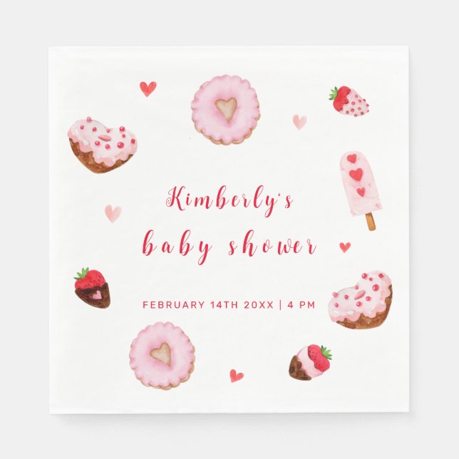Ein kleines Sweetheart Donuts Valentines Baby Dusc Serviette (Vorderseite)