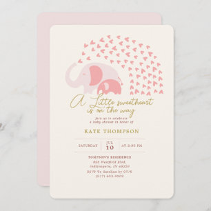 Ein kleines Sweetheart Elephant Girl Baby Dusche Einladung
