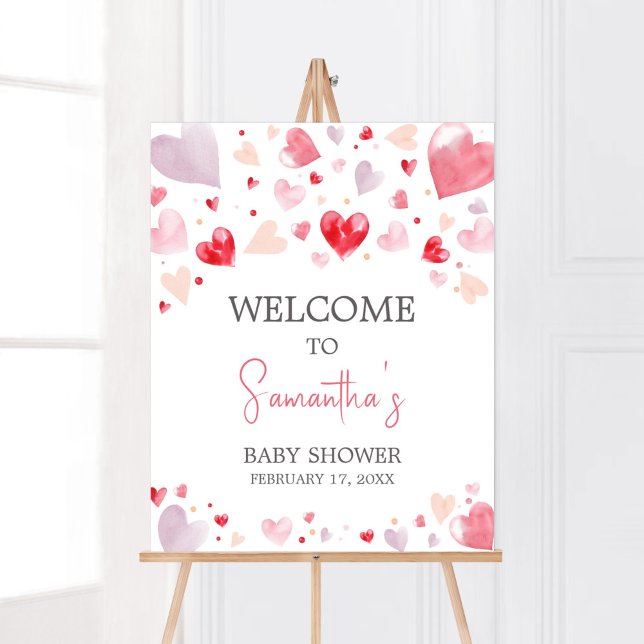 Ein kleines Sweetheart Valentine Baby Dusche Empfa Poster (Sweetheart Baby Shower Welcome Sign)
