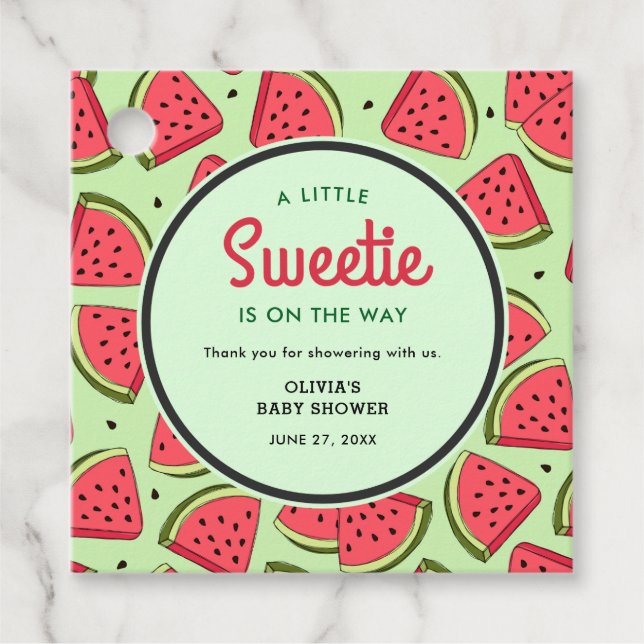 Ein kleines Sweetie Watermelon Baby Dusche Vielen  Geschenkanhänger (Vorderseite)