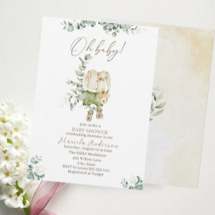 Ein kleines Tuch Baby und Eukalyptus Aquarell Bab Einladung