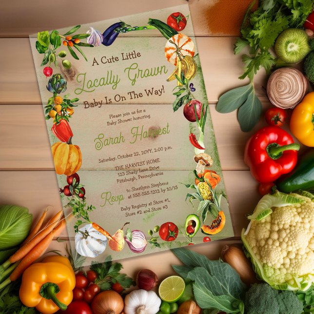 Ein kleines, vor Ort gezüchtetes Baby ist unterweg Acryleinladungen (A Little Locally Grown Baby Is On The Way Baby Shower Acrylic Invitations)