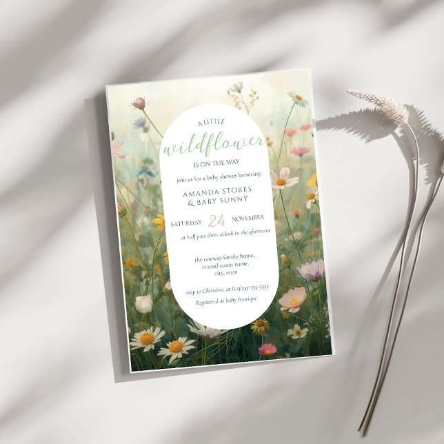Ein kleines Wildblumenmädchen Boho-Baby-Empfangsfe Einladung (Von Creator hochgeladen)