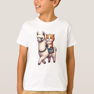 Ein knuddeliger Kitten, der Fluffy Llama, Cat und  T-Shirt