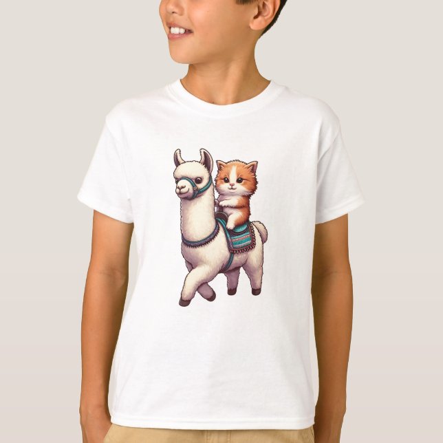 Ein knuddeliger Kitten, der Fluffy Llama, Cat und  T-Shirt (Vorderseite)