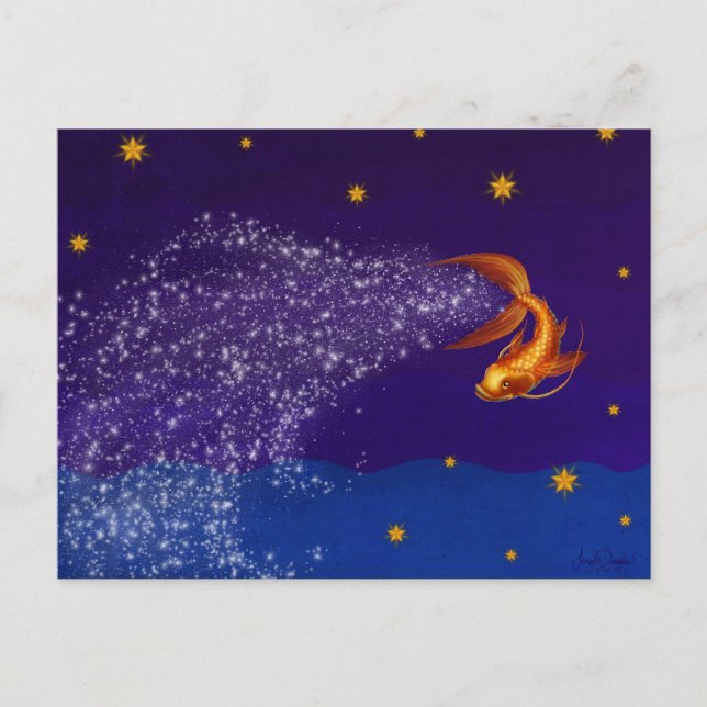 Ein Koi unter den Sternen - Postkarte (Vorderseite)