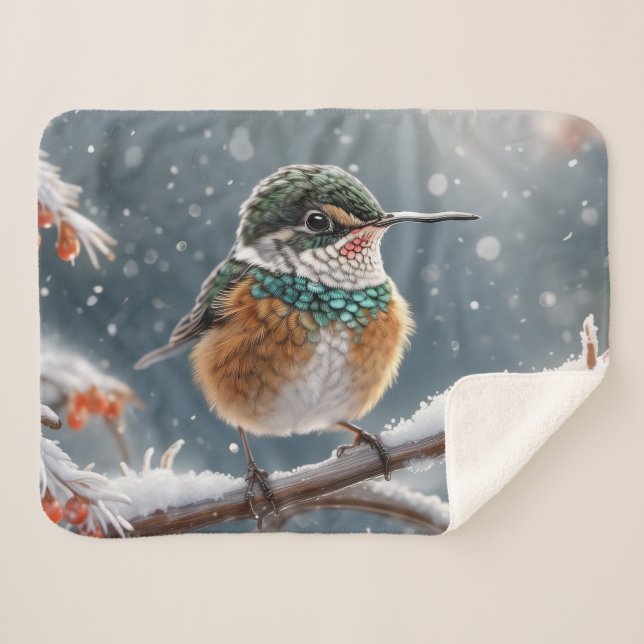 Ein Kolibri im ersten Schnee im Winter Sherpadecke (Vorderseite (Horizontal))