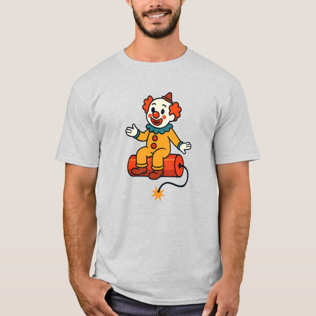 Ein komischer Clown, der auf einem fiktiven Dynami T-Shirt (Vorderseite)