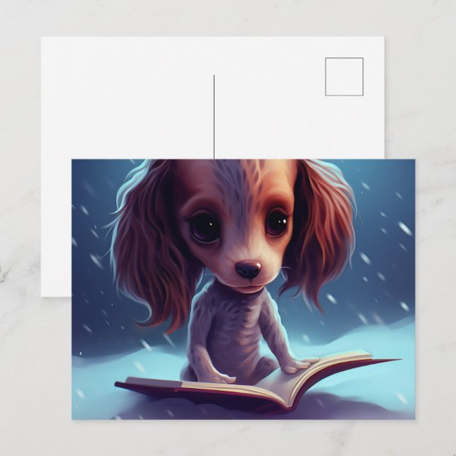 Ein komischer Hund, der bindet. Postkarte (Vorne/Hinten)