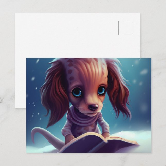 Ein komischer Hund, der bindet. Postkarte (Vorne/Hinten)