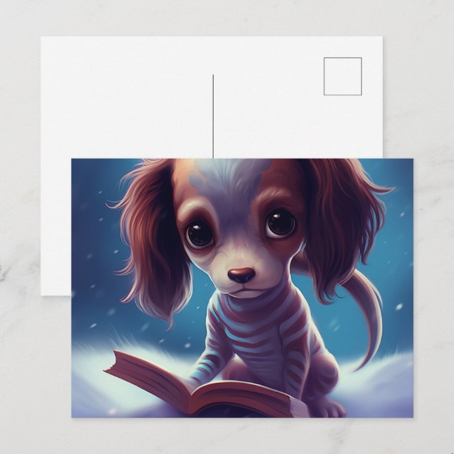 Ein komischer Hund, der bindet. Postkarte (Vorne/Hinten)