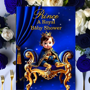 Ein königlicher Prinz Baby Shower Blau Gold Stuhl Einladung