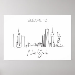Ein kontinuierlicher Zeichn der New York USA Poster