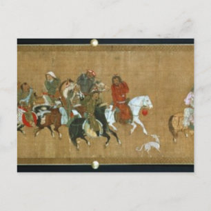 Ein Konvoi der Mongolen, Chinesen, 14. Jahrhundert Postkarte
