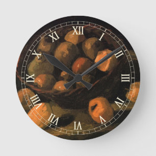 Ein Körbchen Äpfel von Vincent van Gogh Runde Wanduhr