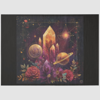 Ein kosmischer Planet und Kristalle Serien-Design  Seidenpapier