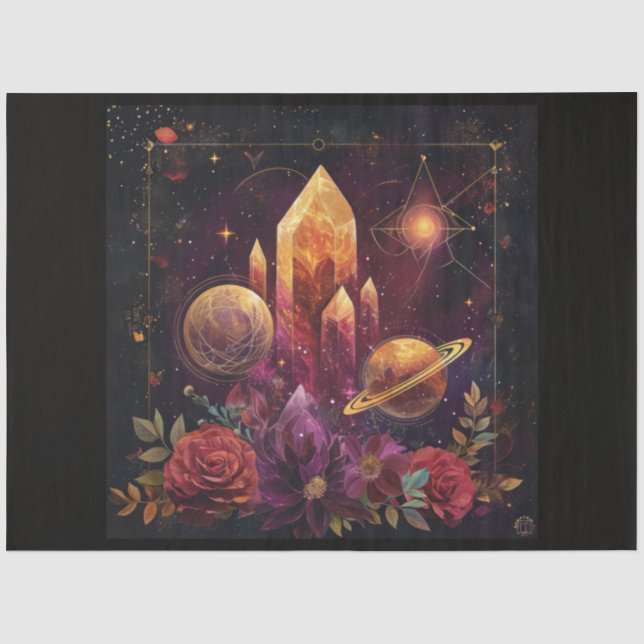 Ein kosmischer Planet und Kristalle Serien-Design  Seidenpapier (Vorderseite)