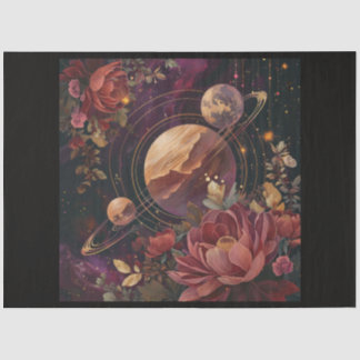 Ein kosmischer Planet und Kristalle Serien-Design  Seidenpapier