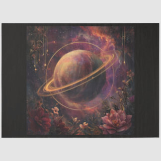 Ein kosmischer Planet und Kristalle Serien-Design  Seidenpapier