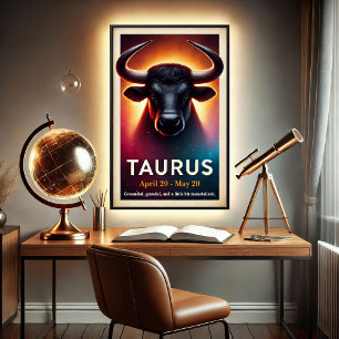 Ein kosmisches Taurus Bull Zodiac Poster