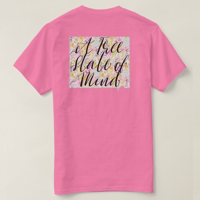 Ein kostenloser Staat des Mind Winston Floral Scri T-Shirt (Design Rückseite)