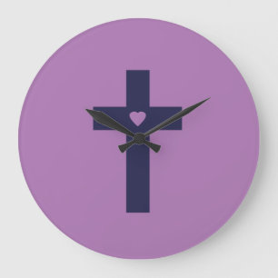 Ein Kreuz mit Herz Große Wanduhr