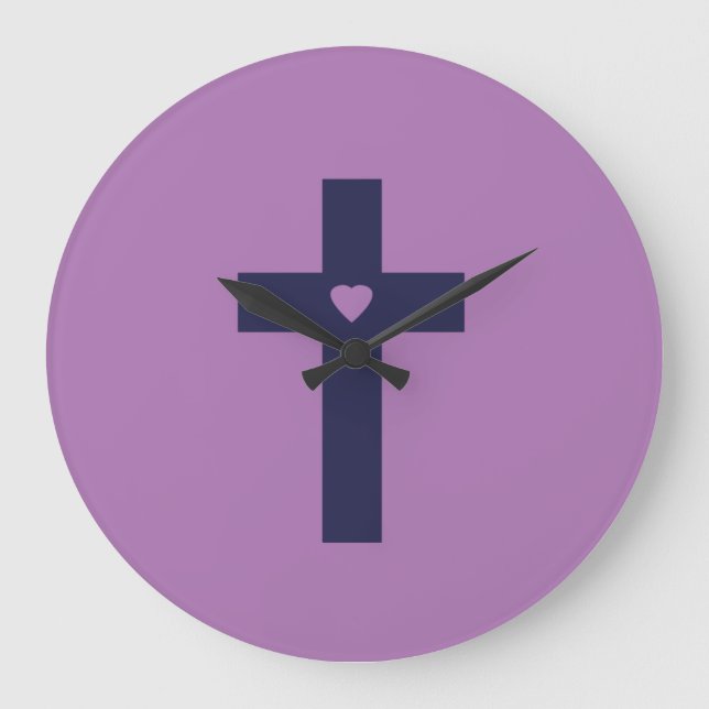 Ein Kreuz mit Herz Große Wanduhr (Vorderseite)