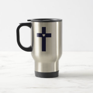 Ein Kreuz mit Herz Heilige Liebeskunst Reisebecher