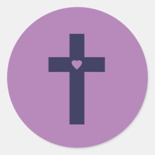 Ein Kreuz mit Herz Heilige Liebeskunst Runder Aufkleber