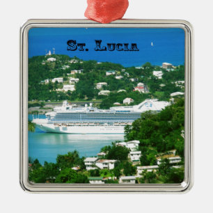 Ein Kreuzschiff angekoppelt bei St Lucia Silbernes Ornament