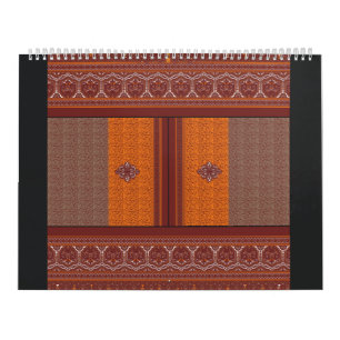ein Kreuzstich in orange und braun Kalender