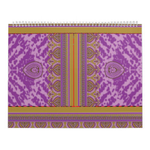 ein Kreuzstich mit lila und gelber Ba Kalender