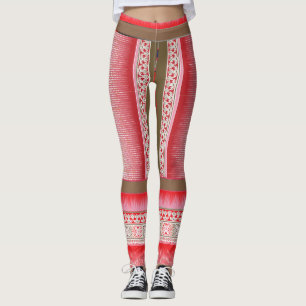 ein Kreuzstich mit rotem Hintergrund Leggings
