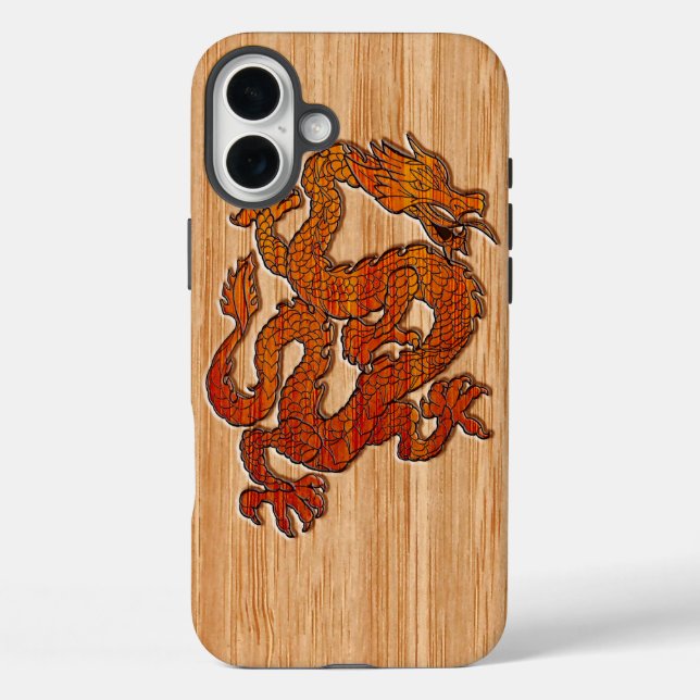 Ein Krimson Dragon auf Bamboo wie Case-Mate iPhone Hülle (Rückseite)