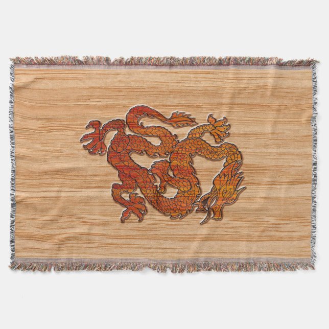 Ein Krimson Dragon auf Bamboo wie Decke (Vorderseite)
