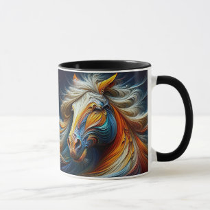 Ein Krinierpferd im Wind. Tasse
