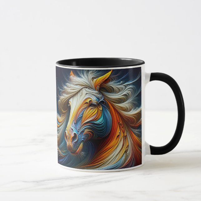 Ein Krinierpferd im Wind. Tasse (Rechts)