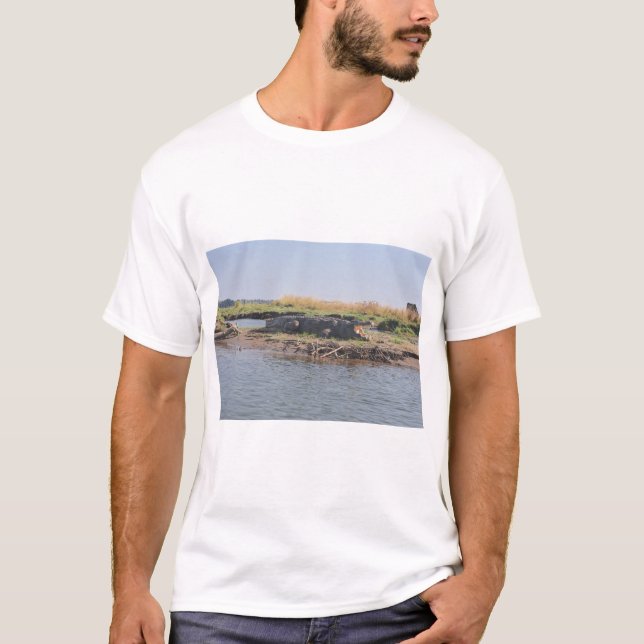 Ein Krokodil, das in der Nähe des Zambezi-Flusses  T-Shirt (Vorderseite)