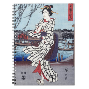 Ein kühler Sommerabend an der Brücke, Utagawa Hiro Notizblock