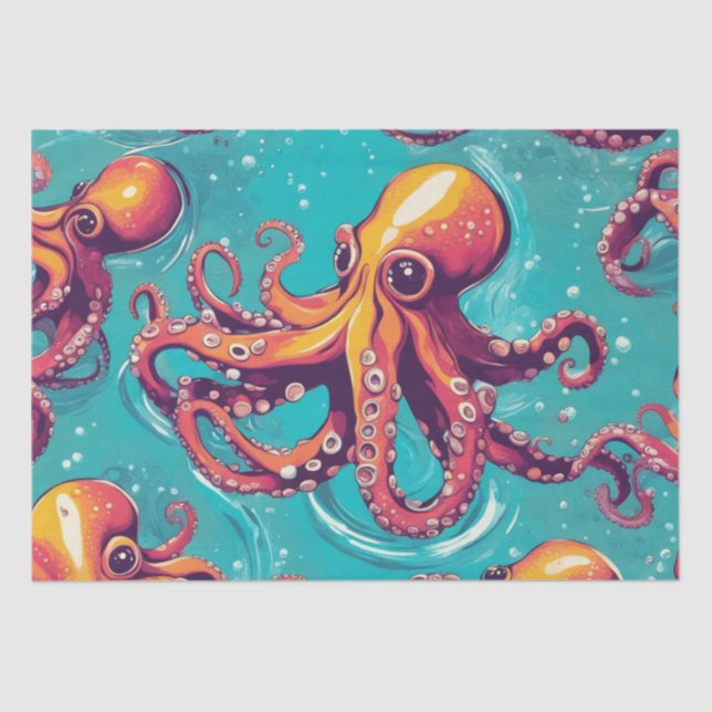Ein kühnes Pop Art Octopus Dekoupage Design Seidenpapier (Vorderseite)