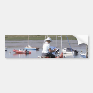 Ein Künstler am Bosham Harbour, West Sussex, Engla Autoaufkleber