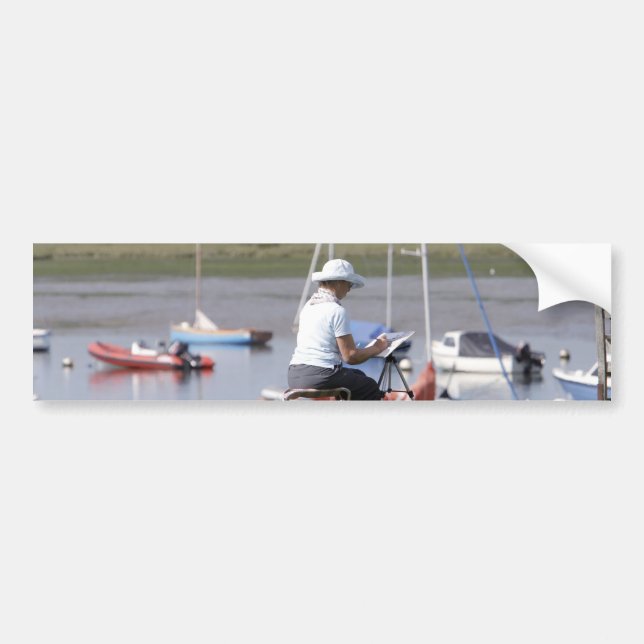 Ein Künstler am Bosham Harbour, West Sussex, Engla Autoaufkleber (Vorne)