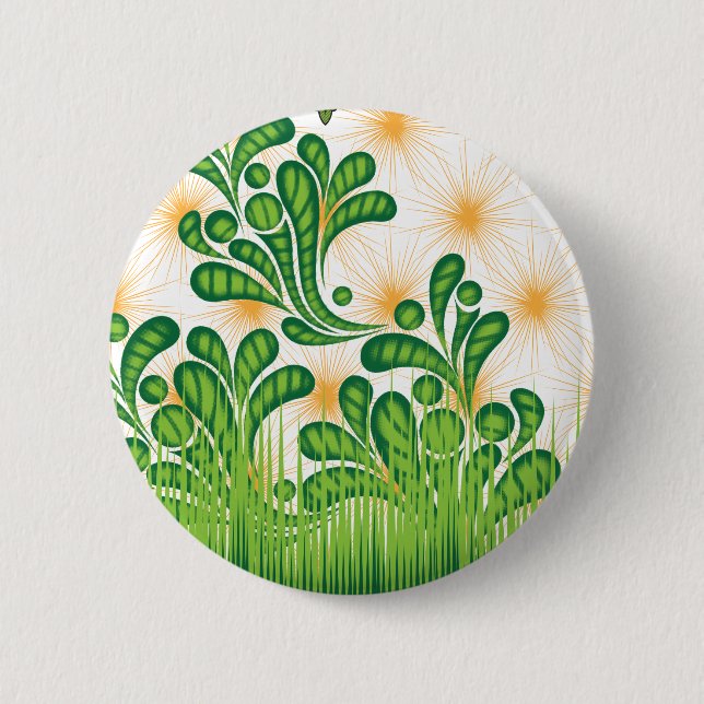 Ein künstlerisches Muster in Grün und Gold, das ei Button (Vorderseite)