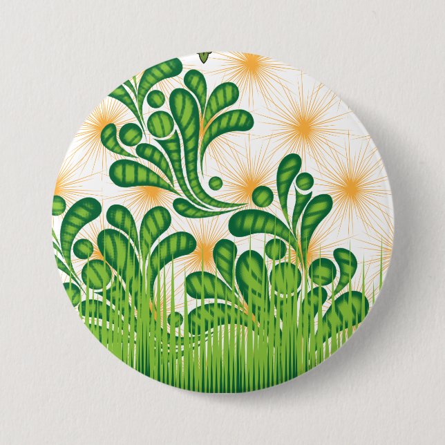 Ein künstlerisches Muster in Grün und Gold, das ei Button (Vorderseite)