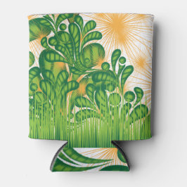 Ein künstlerisches Muster in Grün und Gold, das ei Dosenkühler