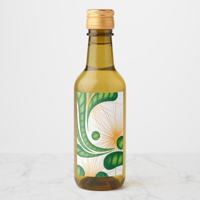 Ein künstlerisches Muster in Grün und Gold, das ei Weinetikett (Vorderseite)