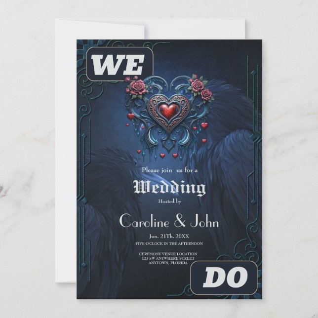 Ein kunstvoll gestaltetes gotisches Herz, bestehen Einladung (Vorderseite)